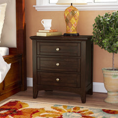 Nightstand, 2 Drawers, Solid and Manufactured Wood, Merlot