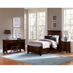 Nightstand, 2 Drawers, Solid and Manufactured Wood, Merlot