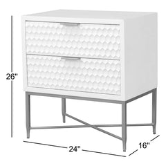 Nightstand, 2 Drawers, Solid and Manufactured Wood Top, MDF Frame