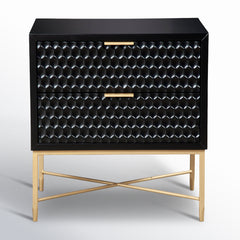 Nightstand, 2 Drawers, Solid and Manufactured Wood Top, MDF Frame