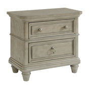 Nightstand, 2 Drawers, Solid and Manufactured Wood, USB Port, Gray