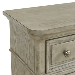 Nightstand, 2 Drawers, Solid and Manufactured Wood, USB Port, Gray