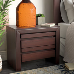 Nightstand, 2 Drawers, Solid Mahogany Wood, Brown