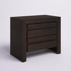Nightstand, 2 Drawers, Solid Mahogany Wood, Brown
