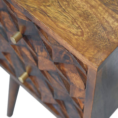 Nightstand, 2 Drawers, Solid Mango Wood, Brown
