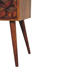 Nightstand, 2 Drawers, Solid Mango Wood, Brown