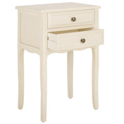 Nightstand, 2 Drawers, Solid Poplar Wood, Antique White