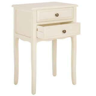 Nightstand, 2 Drawers, Solid Poplar Wood, Antique White