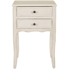 Nightstand, 2 Drawers, Solid Poplar Wood, Antique White