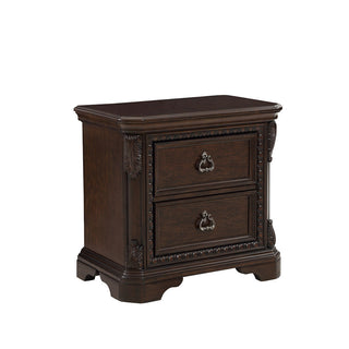 Nightstand, 2 Drawers, Solid Wood and MDF, Ball-Bearing Glides