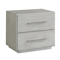 Nightstand, 2 Drawers, Solid Wood, Cotton Gray, Nickel Pulls