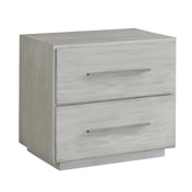 Nightstand, 2 Drawers, Solid Wood, Cotton Gray, Nickel Pulls