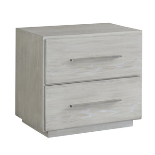 Nightstand, 2 Drawers, Solid Wood, Cotton Gray, Nickel Pulls