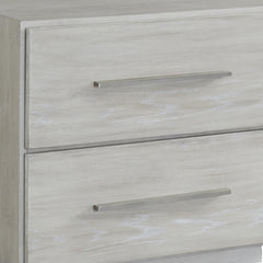 Nightstand, 2 Drawers, Solid Wood, Cotton Gray, Nickel Pulls