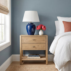 Nightstand, 2 Drawers, Solid Wood, Dune Ash