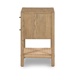 Nightstand, 2 Drawers, Solid Wood, Dune Ash