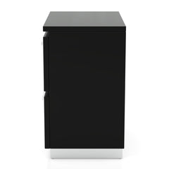 Nightstand, 2 Drawers, Solid Wood Frame, Built-In USB Port, Black