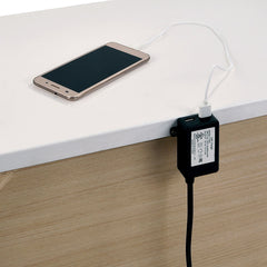 Nightstand, 2 Drawers, Solid Wood, USB Outlet, White Gloss
