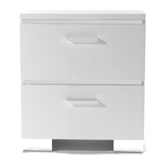 Nightstand, 2 Drawers, Solid Wood, USB Outlet, White Gloss
