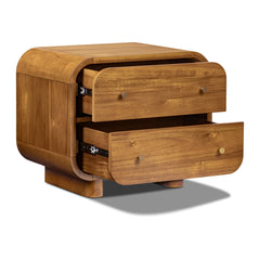 Nightstand, 2 Soft-Close Drawers, Acacia Wood, Light Brown