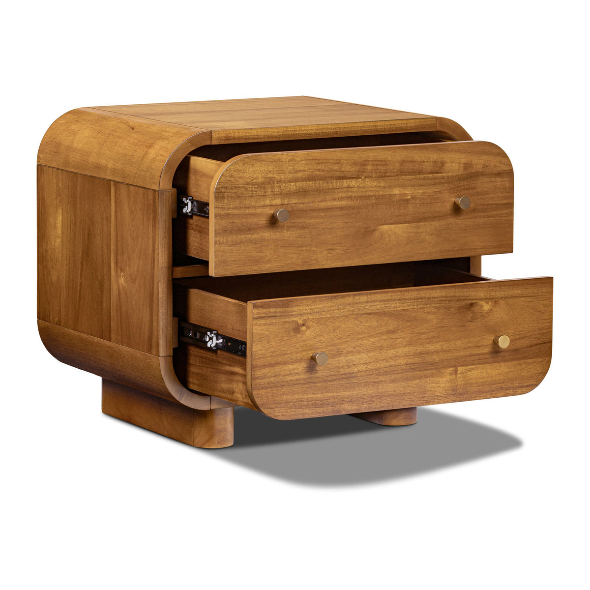 Nightstand, 2 Soft-Close Drawers, Acacia Wood, Light Brown