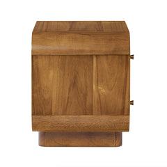 Nightstand, 2 Soft-Close Drawers, Acacia Wood, Light Brown