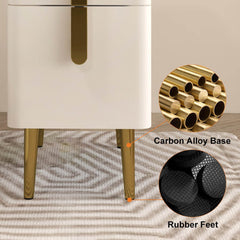 Nightstand, 2 Soft Close Drawers, Solid Wood Frame, Gold