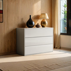 Nightstand, 3-Drawer, Manufactured Wood, Cream
