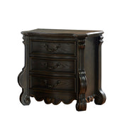 Nightstand, 3-Drawer Manufactured Wood, Dark Brown, Matte Black Pulls