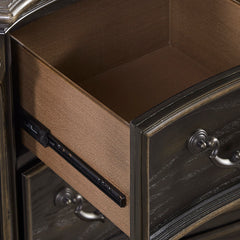Nightstand, 3-Drawer Manufactured Wood, Dark Brown, Matte Black Pulls