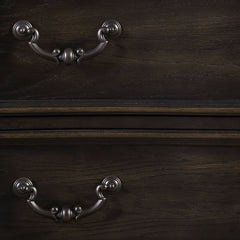 Nightstand, 3-Drawer Manufactured Wood, Dark Brown, Matte Black Pulls