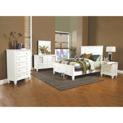 Nightstand, 3-Drawer, MDF and Solid Wood, White, Brushed Nickel Knobs