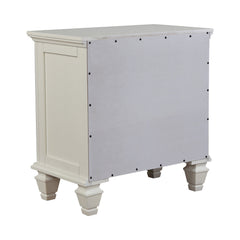 Nightstand, 3-Drawer, MDF and Solid Wood, White, Brushed Nickel Knobs