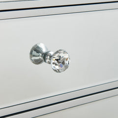 Nightstand, 3-Drawer, Mirrored Glass Top, MDF Frame, Silver Handles