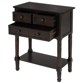Nightstand, 3-Drawer, Pine and Manufactured Wood, Espresso