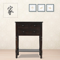 Nightstand, 3-Drawer, Pine and Manufactured Wood, Espresso