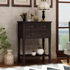 Nightstand, 3-Drawer, Pine and Manufactured Wood, Espresso