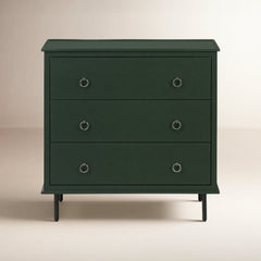 Nightstand, 3-Drawer, Solid Acacia Wood, Deep Green