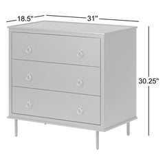 Nightstand, 3-Drawer, Solid Acacia Wood, Deep Green