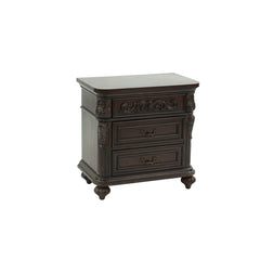 Nightstand, 3-Drawer, Solid and Manufactured Wood, Cherry
