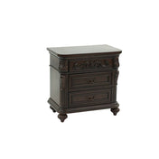 Nightstand, 3-Drawer, Solid and Manufactured Wood, Cherry