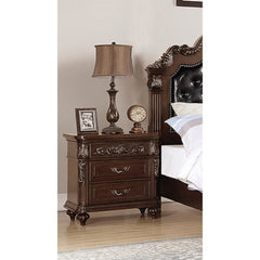Nightstand, 3-Drawer, Solid and Manufactured Wood, Cherry