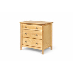 Nightstand, 3-Drawer Solid Birch Wood, Natural