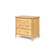 Nightstand, 3-Drawer Solid Birch Wood, Natural