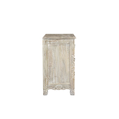 Nightstand, 3-Drawer Solid Mango Wood, Limestone Beige