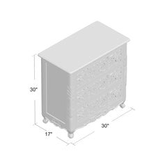 Nightstand, 3-Drawer Solid Mango Wood, Limestone Beige