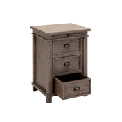 Nightstand, 3-Drawer Solid Pine Wood, Brass Handles, Brown