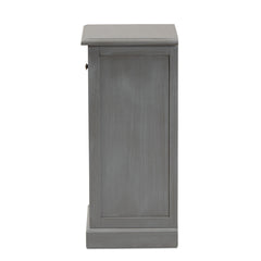 Nightstand, 3-Drawer Solid Wood, Gray Finish, Antique Brass Knob