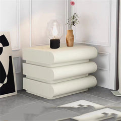 Nightstand, 3 Drawers, Eco-Friendly Leather, Solid Wood Top