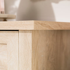 Nightstand, 3 Drawers, Engineered Wood, Metal Cup Handles, White Oak